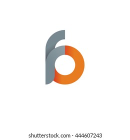 initial letter fo, letter fb, modern linked circle round lowercase logo orange gray