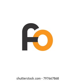 Initial Letter FO Linked Circle Lowercase Logo Black Blue Icon Design Template Element