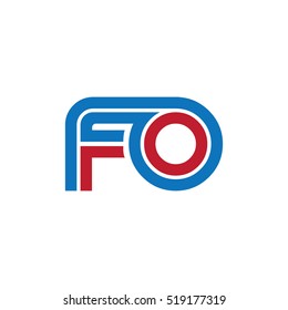 Initial Letter FO Linked Design Logo Blue Red