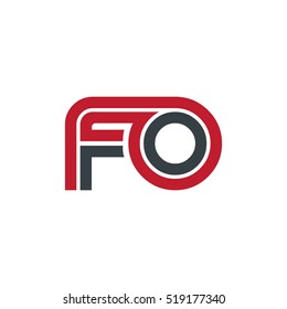 Initial Letter FO Linked Design Logo Red Black
