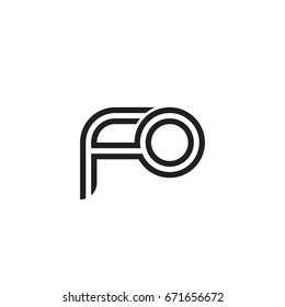 Initial letter fo, linked outline rounded lowercase, monogram black