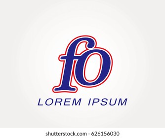 Initial letter fo logo. Monogram lowercase italic