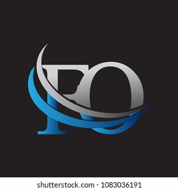 initial letter FO logotype company name colored blue and grey swoosh design. vector logo for business and company identity.