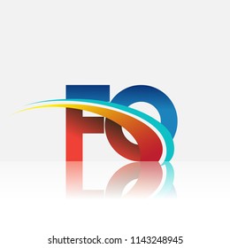 initial letter FO logotype company name colored red and blue and swoosh design. vector logo for business and company identity.
