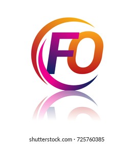 initial letter FO logotype company name orange and magenta color on circle and swoosh design. vector logo for business and company identity.