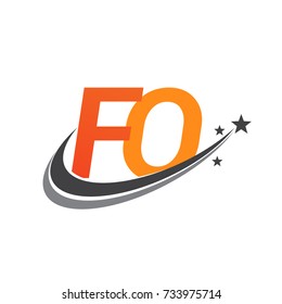 initial letter FO logotype company name colored orange and grey swoosh star design. vector logo for business and company identity.