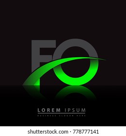 initial letter FO logotype company name colored green and black swoosh design. vector logo for business and company identity.
