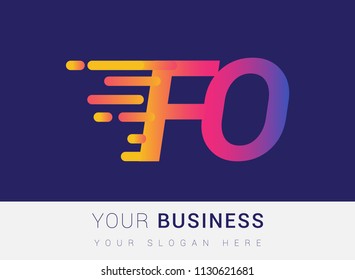 Initial Letter FO speed Logo Design template, logotype company name colored yellow, magenta and blue.for business and company identity.