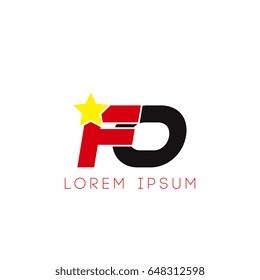 Initial letter fo yellow star logo red black