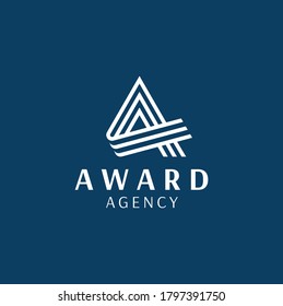 Initial Letter A with folded line stripes ribbon logo design