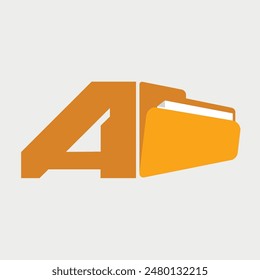 Initial Letter A Folder Logo. Vector Illustration.