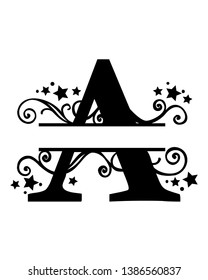 Initial Letter A Font monogram Split Monogram Divided design vector for letter A