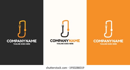 Letra inicial Plantilla de diseño de logotipo alimentario. Gráfico vectorial de ilustración. Diseño de bifurcación y cuchara con símbolo de letra. Perfecto para cafés, restaurantes, negocios de cocina