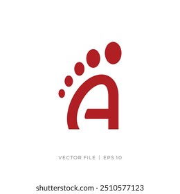 Letra inicial A con el logotipo del pie
