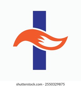 Initial Letter I Fox Logo Design Concept With Fox Tail Symbol