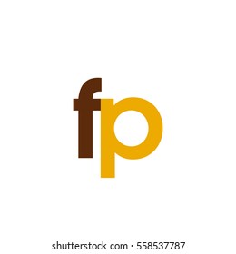 Initial letter FP brown yellow color logo