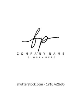 Initial letter FP calligraphy handwritten logo. Handwritten alphabet in the logo template. Letters and Alphabet for your logo design.