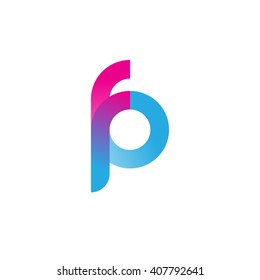 initial letter fp linked circle lowercase logo pink blue purple