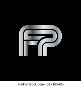 Initial Letter FP Linked Design Logo Silver