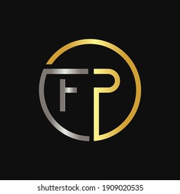 Letra inicial Diseño de logotipo FP Diseño de vectores de tipografía creativa de oro y plata