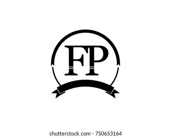 initial letter FP logo monogram retro black