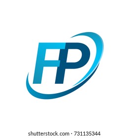 initial letter FP logotype company name colored blue swoosh design concept. vector logo for business and company identity.