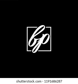 Initial letter FP PF minimalist art monogram shape logo, white color on black background