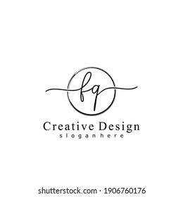 Initial letter FQ calligraphy handwritten logo. Handwritten alphabet in the logo template. Letters and Alphabet for your logo design.