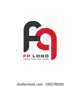 Initial Letter FQ Linked Circle Lowercase Logo Black Blue Icon Design Template Element