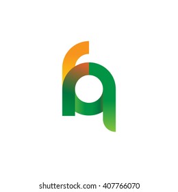 initial letter fq linked circle lowercase logo orange green