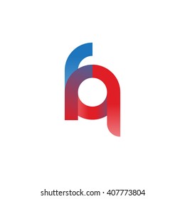 initial letter fq linked circle lowercase logo blue red