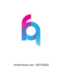 initial letter fq linked circle lowercase logo pink blue purple