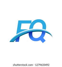 initial letter FQ logotype company name colored blue and swoosh design. vector logo for business and company identity.