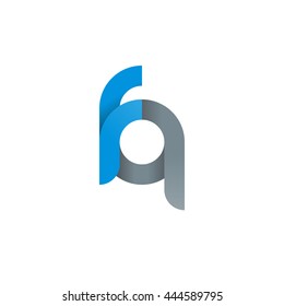 initial letter fq modern linked circle round lowercase logo blue gray