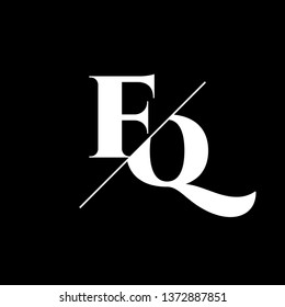 Initial Letter FQ Monogram Sliced. Logo template isolated on black background