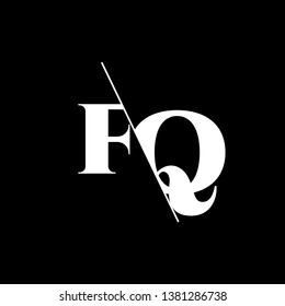 Initial Letter FQ Monogram Sliced. Modern logo template isolated on black background