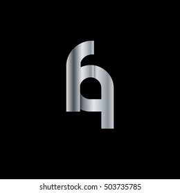 Initial Letter FQ Rounded Circle Lowercase Logo Silver