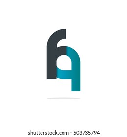 Initial Letter FQ Rounded Circle Lowercase Logo Black Blue