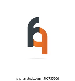 Initial Letter FQ Rounded Circle Lowercase Logo Black Orange
