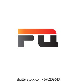 Initial letter FQ, straight linked line bold logo, gradient fire red black colors