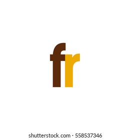 Initial letter FR brown yellow color logo