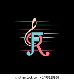 Initial letter FR with clef musical symbol