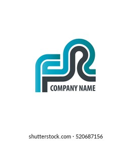 Initial Letter FR Linked Logo Design Blue Black