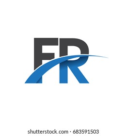 initial letter FR logotype company name colored blue and grey swoosh design. vector logo for business and company identity.
