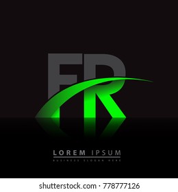 initial letter FR logotype company name colored green and black swoosh design. vector logo for business and company identity.

