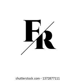 Initial Letter FR Monogram Sliced. Logo template isolated on white background