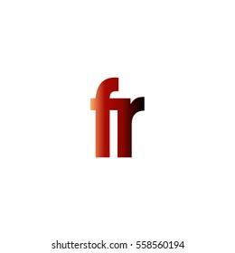 Initial letter FR red brown gradation color logo