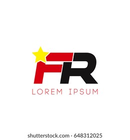 Initial letter fr yellow star logo red black