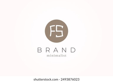 Initial Letter FS Logo, minimalist letter F with S combination in circle, design logo template, vector illustration