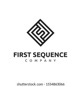 Initial letter fs logo with rhombus line design vector template